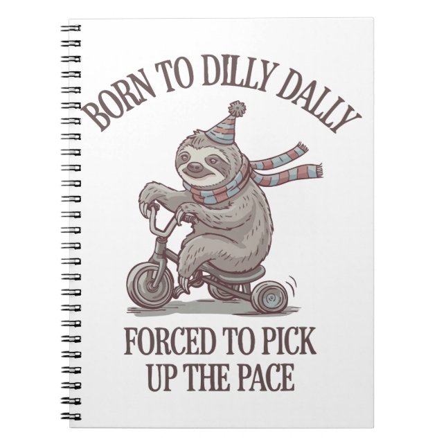 Caderno Espiral Cartoon de bicicleta Retro com preguiça (Frente)