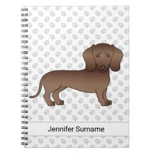 Caderno Espiral Cartoon de Cabelo Curto de Chocolate Dachshund Cão