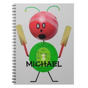 Caderno Espiral Cartoon de Críquete Personalizado