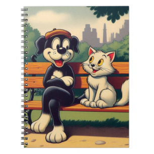 Caderno Espiral Cartoon de gato/cão, bonito, vintado
