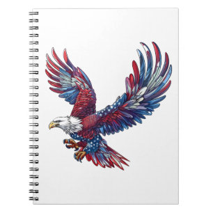 Caderno Espiral Cartoon de uma águia, conceito de 4 de julho