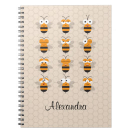 Caderno Espiral Cartoon Engraçada Engraçada Abelha Honeycomb