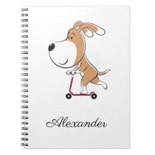 Caderno Espiral Cartoon Engraçado Cachorro Puppy Patinete De Volta