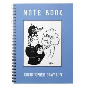 Caderno Espiral Cartoon Engraçado do Relógio de Cérebro da Polícia