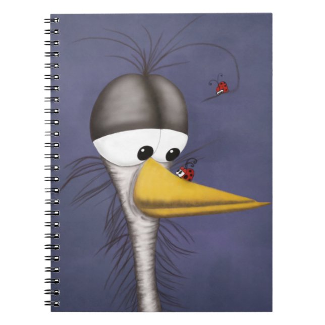 Caderno Espiral Cartoon Engraçado Egret (Frente)