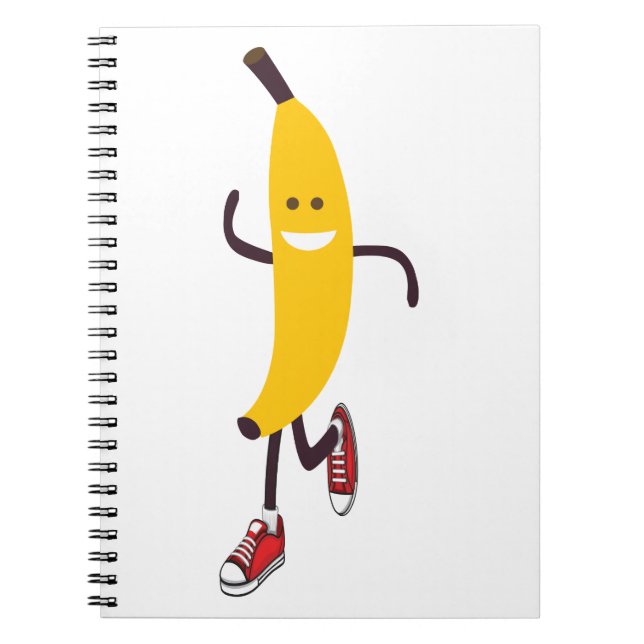 Caderno Espiral Cartoon Engraçado Executando Banana (Frente)