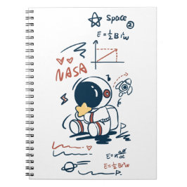 Caderno Espiral Cartoon Espaço Astronauta Fofo