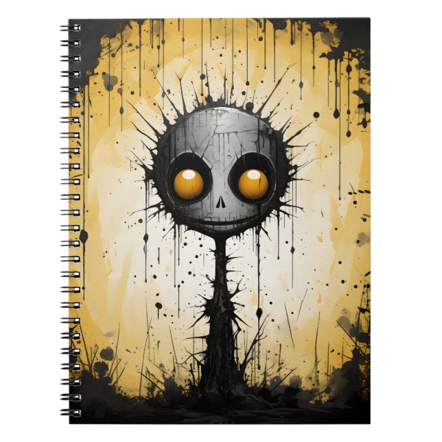 Caderno Espiral Cartoon Fantasy Abstrato do Monstro do Halloween (Frente)