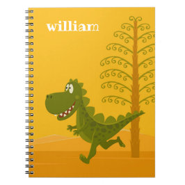 Caderno Espiral Cartoon Funny Dinosaur Jurassur Woodland
