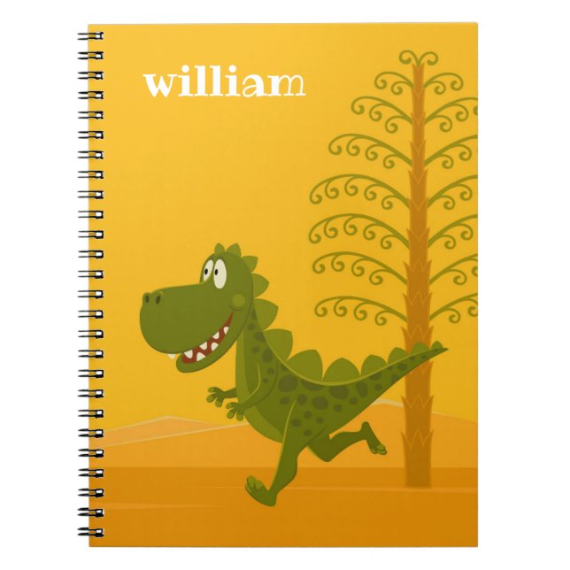 Caderno Espiral Cartoon Funny Dinosaur Jurassur Woodland (Frente)