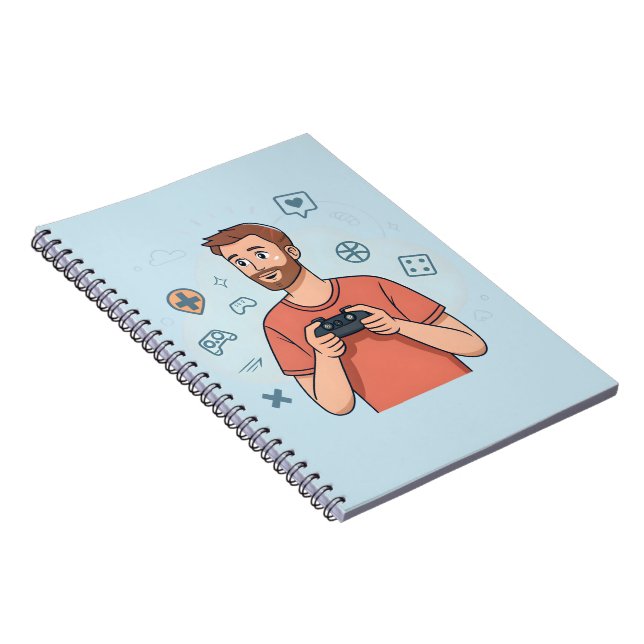 Caderno Espiral Cartoon Gamer Character Illustration (Lado Direito)