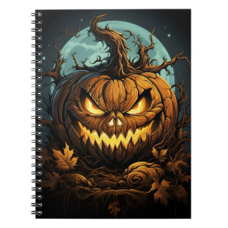 Caderno Espiral Cartoon Halloween Orange Pumpkin Com Olhos Assusta