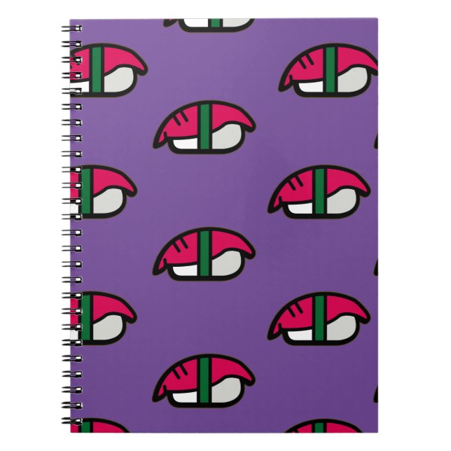 Caderno Espiral Cartoon Kawaii Sushi, Rice de Peixe e Notebook de  (Frente)