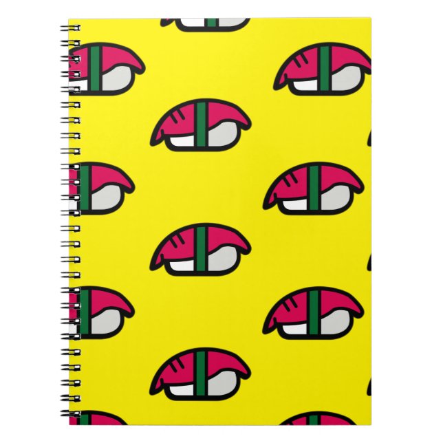 Caderno Espiral Cartoon Kawaii Sushi, Rice de Peixe e Notebook de  (Frente)