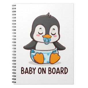 Caderno Espiral Cartoon Pinguim "Bebê no Conselho" Carro Decal