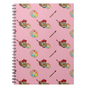 Caderno Espiral Cartoon Pintor Coruja