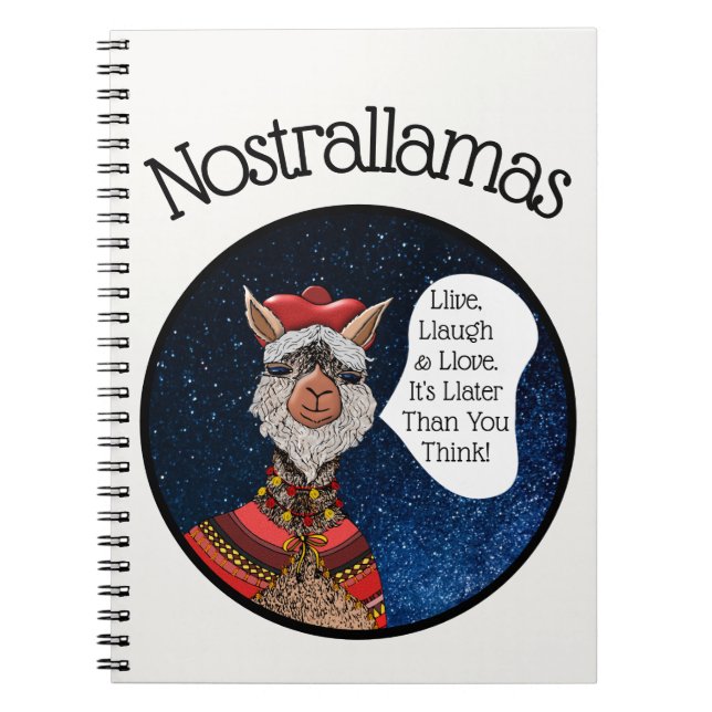 Caderno Espiral Cartoon Sólido E Psíquico Kawaii Llama Nostradamus (Frente)