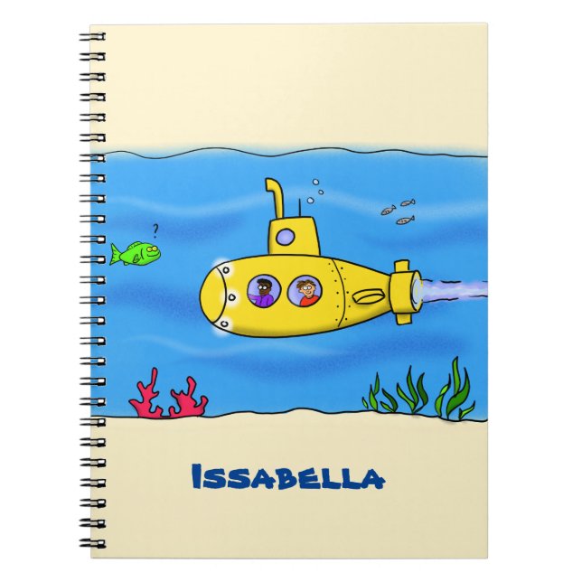 Caderno Espiral Cartoon submarino feliz (Frente)