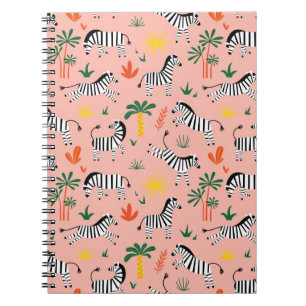 Caderno Espiral Cartoon Zebras Funny Patterno Sem Olho