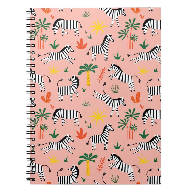 Caderno Espiral Cartoon Zebras Funny Patterno Sem Olho (Frente)