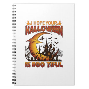 Caderno Espiral Casa Assombrada Boo Tiful de Halloween Lua Crescen