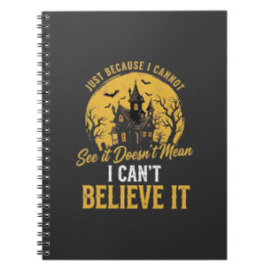 Caderno Espiral Casa Assombrada de Halloween Acredite no Design_1