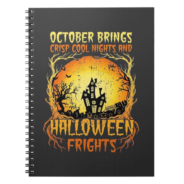 Caderno Espiral Casa Assombrada Terrores do Halloween Lua Cheia Ab (Frente)