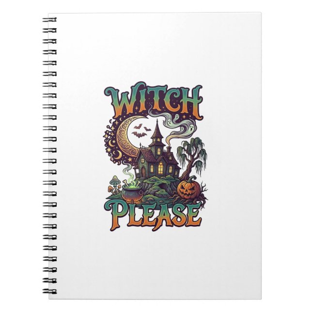 Caderno Espiral Casa Assombrada Witch Please Cauldron Lua Crescent (Frente)