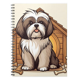 Caderno Espiral Casa de cachorro Shih Tzu brincalhão 