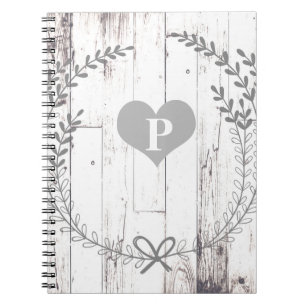 Caderno Espiral Casa de Campo Rústica Branca Shabby Chic