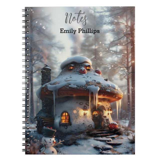 Caderno Espiral Casa de cogumelos na neve (Frente)