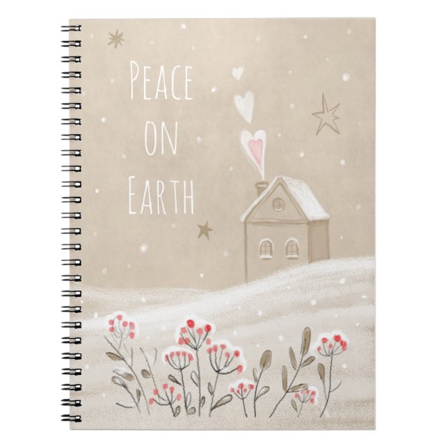 Caderno Espiral Casa de Natal russa em neve (Frente)