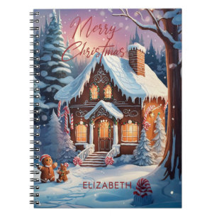 Caderno Espiral Casa de pão de Natal Merry Personalizada