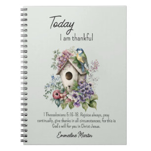 Caderno Espiral Casa de passarinho com versículo bíblico sobre gra