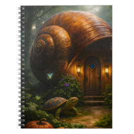 Caderno Espiral Casa espiral encantada do caracol mago floresta
