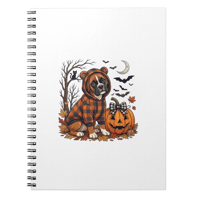 Caderno Espiral Casaco com Capuz Xadrez de Cachorro Boxer Hallowee (Frente)