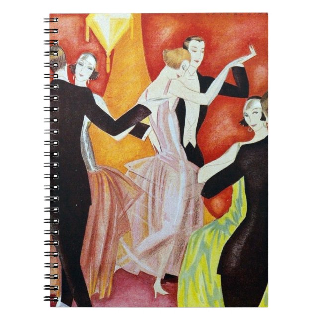 Caderno Espiral Casais Dançando Art Déco Salão de Baile dos Anos 1 (Frente)