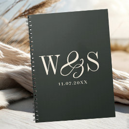Caderno Espiral Casais de noivos com inicial de ébano elegante