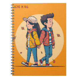 Caderno Espiral Casal com as mãos caminhando juntas no outono