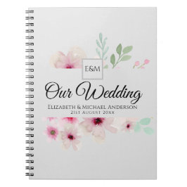 Caderno Espiral Casal Cor-de-rosa-pincelado monograma