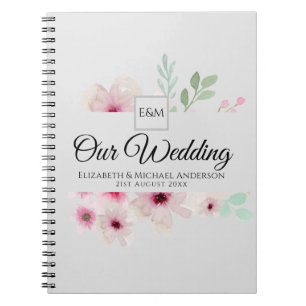Caderno Espiral Casal Cor-de-rosa-pincelado monograma