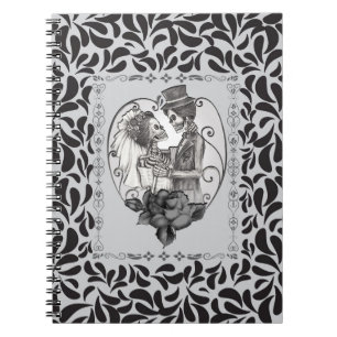 Caderno Espiral Casal de Esqueletos Dança de Casamento Amor