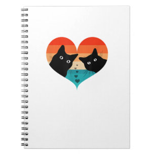 Caderno Espiral Casal De Gato - Retro Vintage - Camisa Engraçada N