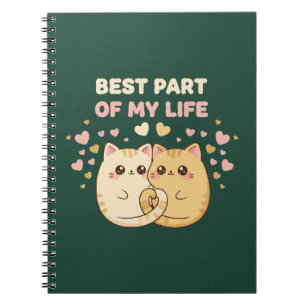 Caderno Espiral Casal de Gatos Kawaii Fofos Apaixonados Melhor P