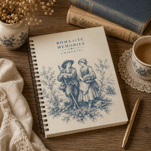 Caderno Espiral Casal de Pastores do Campo Francês Personalizado
