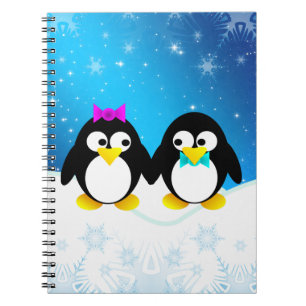 Caderno Espiral Casal de Pinguins