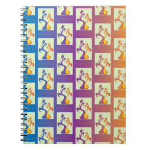 Caderno Espiral Casal de Tulipas Azul Moderno, Púrpura, Cor de la