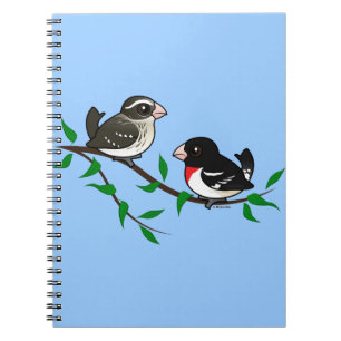 Caderno Espiral Casal do Grosbeak do Rosa-breasted