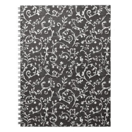 Caderno Espiral Casamento Abstrato Preto Branco Elegante