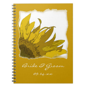 Caderno Espiral Casamento Amarelo de Canto de Girassol